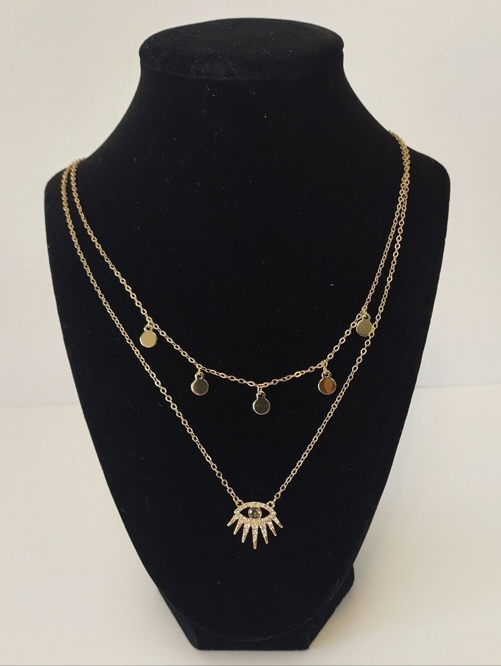 Anna & Ava Gold Layered Evil Eye Pendant Necklace